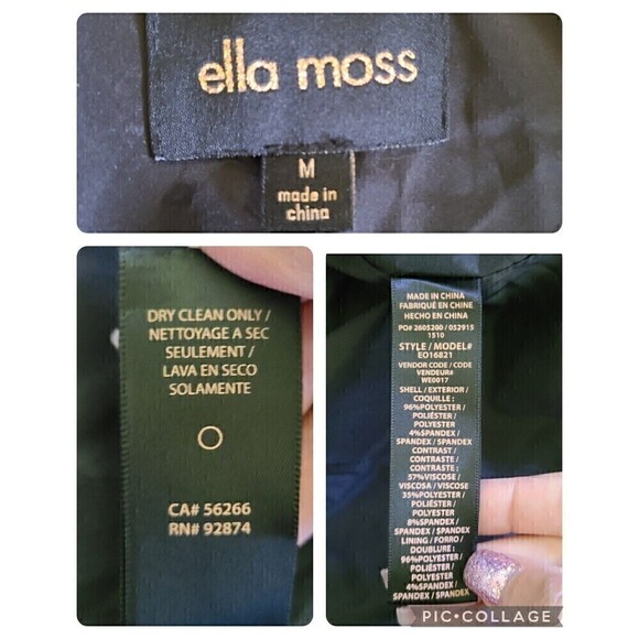 Ella Moss Women Black Motto Jacket Medium Stretch Crepe Detachable Shawl Pocket - Picture 8 of 11